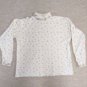 Cutest Cat Kitten Yarn Mockneck Vintage Cream Long Sleeve Top XL